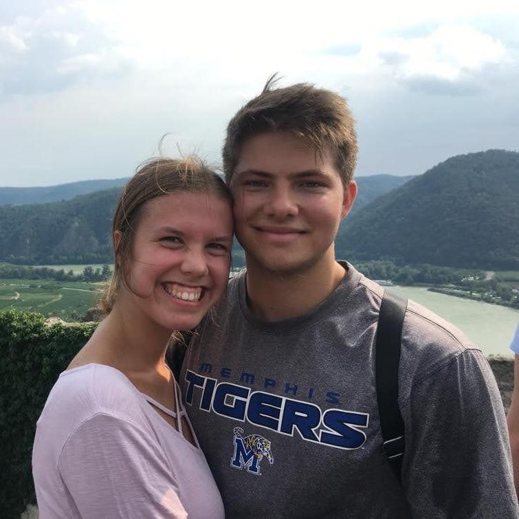 We hiked all the way to the top of this mountain in Dürnstein, Austria in August of 2019. We're standing in the castle that King Richard was held captive at in the 10th century!