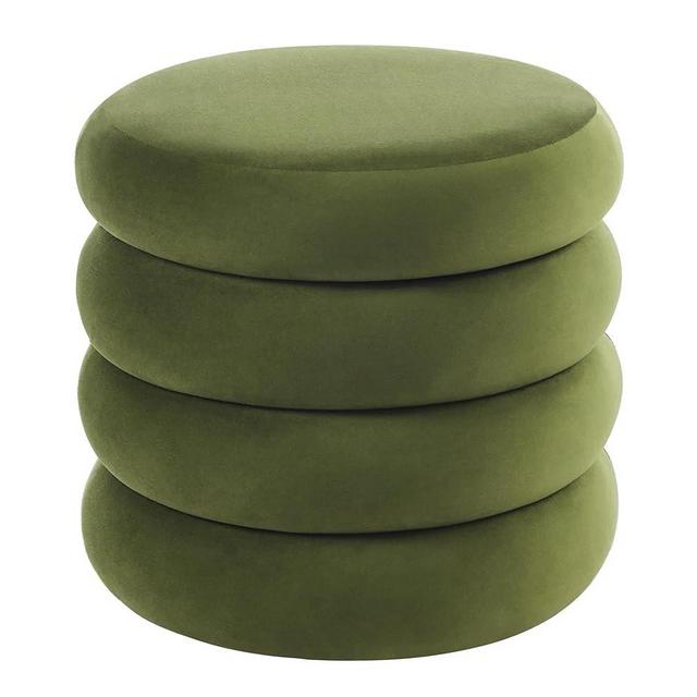 Flouki 20.1'' Storage Ottoman Round, Velvet Pouf Ottoman Foot Rest with Removable Lid, Modern Green Vanity Stool Seating for Girls Women, Foot Stool for Living Room