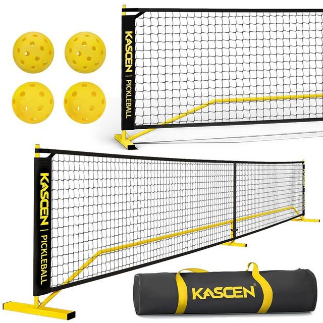 Pickleball Net - Pickleball Set with Net Portable Outdoor Regulation Size with 4 Balls, Pickleball Net for Driveway, 22FT USAPA Starter Set, Pickle Ball Net Metal, Frame and PE Net Outdoors