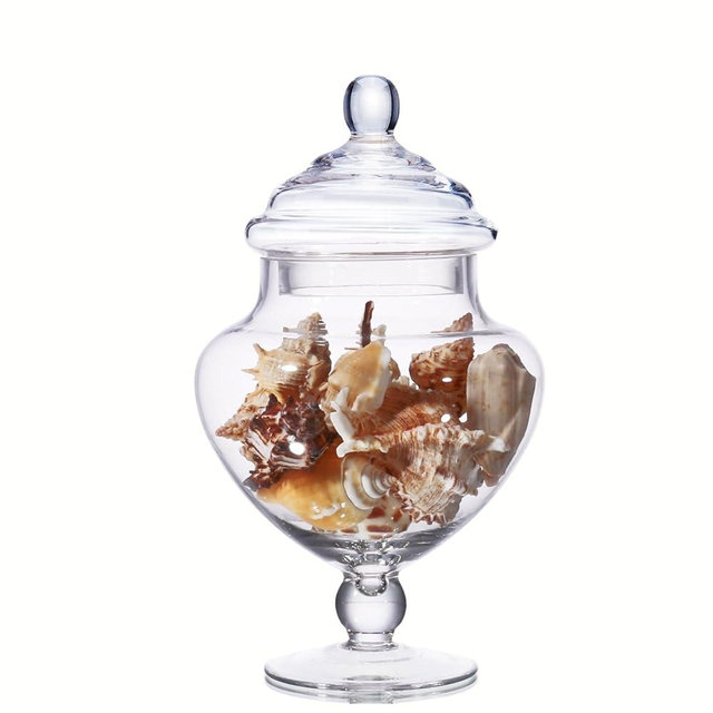 Stella Baic Small Heart-Shaped Glass Apothecary Jars with Lids, Clear, 28 Fl. Oz (9" H x 5" D), Perfect for Candy Buffet, Home Decor, Bathroom Storage, Wedding Party