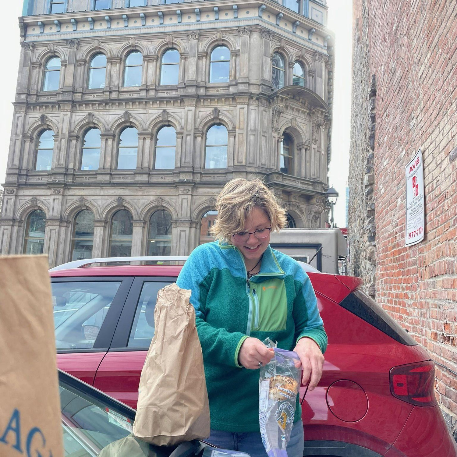 Our first trip together was with our friend Tanvir to Montreal, where we bought bagels and packed them into bags on the hood of my car.