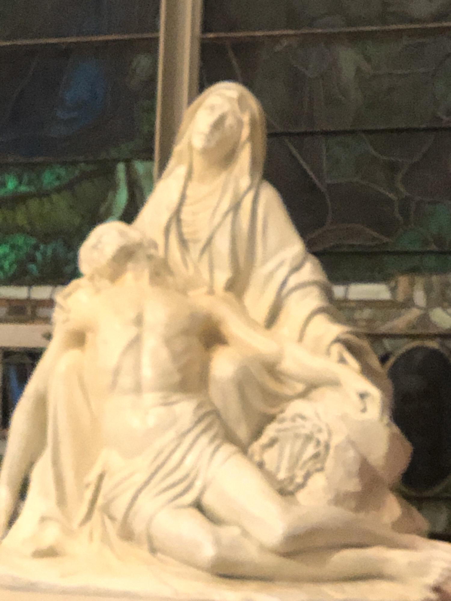 The proposal came in front of this beautiful statue of the Pieta in St. Patrick Catholic Church on the Solemnity of the Immaculate Conception December 8, 2019.