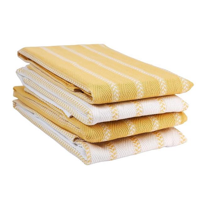 LANE LINEN Kitchen Towels Set - Pack of 4 Cotton Dish Towels for Drying Dishes, 18”x 28”, Kitchen Hand Towels, Absorbent Tea Towels, Dish Towels for Kitchen, Quick Drying Kitchen Towel Set - Yellow