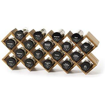 Kamenstein Criss-Cross Bamboo 18-Jar Spice Rack with Free Spice Refills for 5 Years