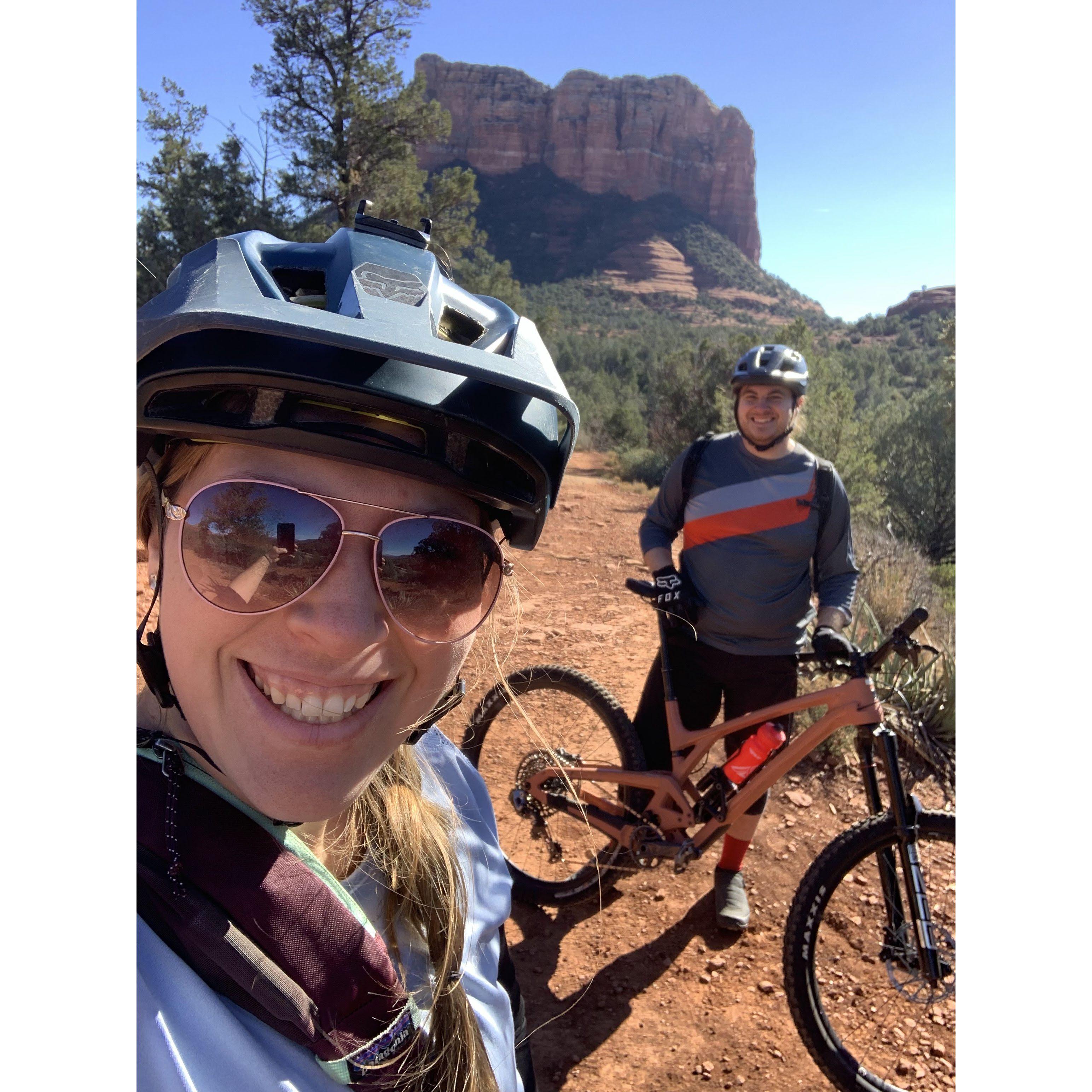 Mountain biking, one of Stuart's favorite things to do! Kelly is slowly catching on and enjoying the date night rides.