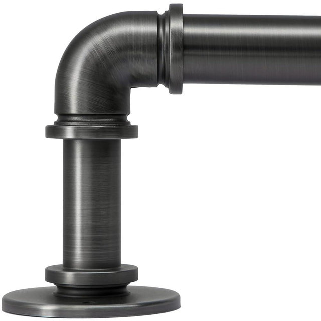 WORLD RODS Industrial Curtain Rods 18 to 88 in,Wrap Around Rods, Adjustable Curtain Pole,1 in Diameter Pipe Wall or Ceiling Mounted,for Living Room(Antique Nickel 18” to 88”)