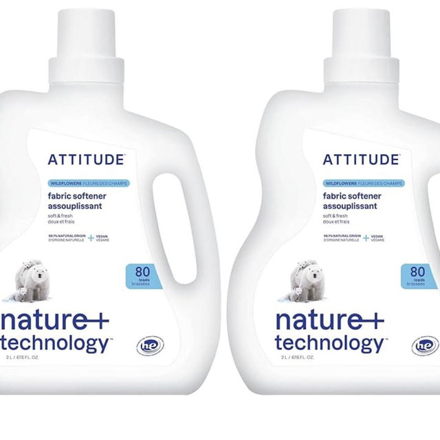 ATTITUDE Liquid Fabric Softener,Plant-Based & Vegan,HE Compatible,Naturally Derived,Wildflowers Scent,80 Loads,67.6 Fl Oz,(Pack of 2)