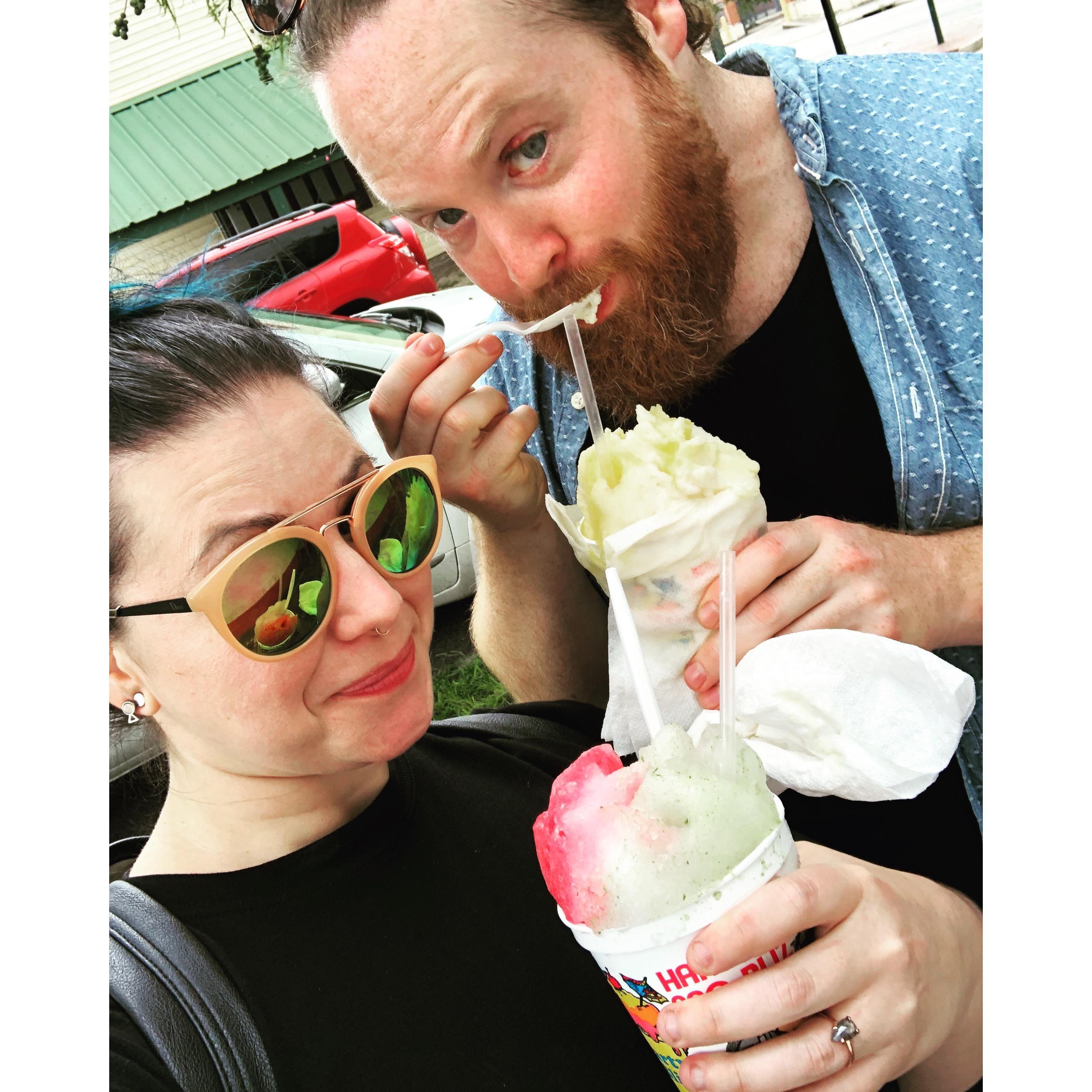 Sno-balls @ Hansen's to celebrate Ty popping the question in July of 2018.