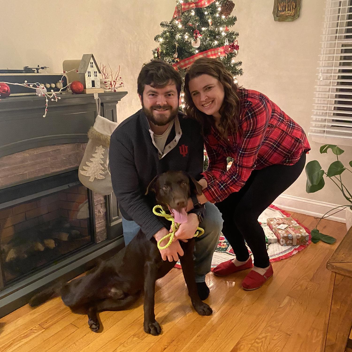 Christmas with our new dog Hoosier