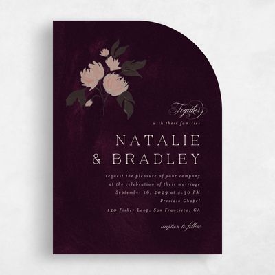 Purple Half arch Wedding Invitation - Brocard Classic
