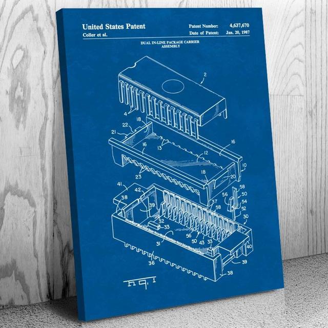 Integrated Circuit Canvas Print, Computer Decor, IT Tech Gift, Computer Art Print, Hardware Wall Art, Programmer Gift Blueprint (8 inch x 10 inch)