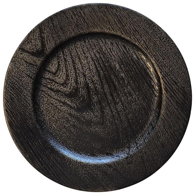 Opexscal 13" Antique Black Charger Plates, Round Charger for Dinner Plates, Farmhouse Plate Chargers, Rustic Table Chargers for Parties, Family Dinners, 6Pcs
