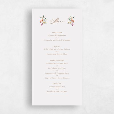 Smoke, Grey Wedding Menu - Agave