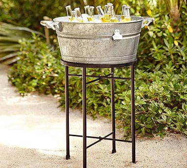 Galvanized Metal Party Bucket & Stand