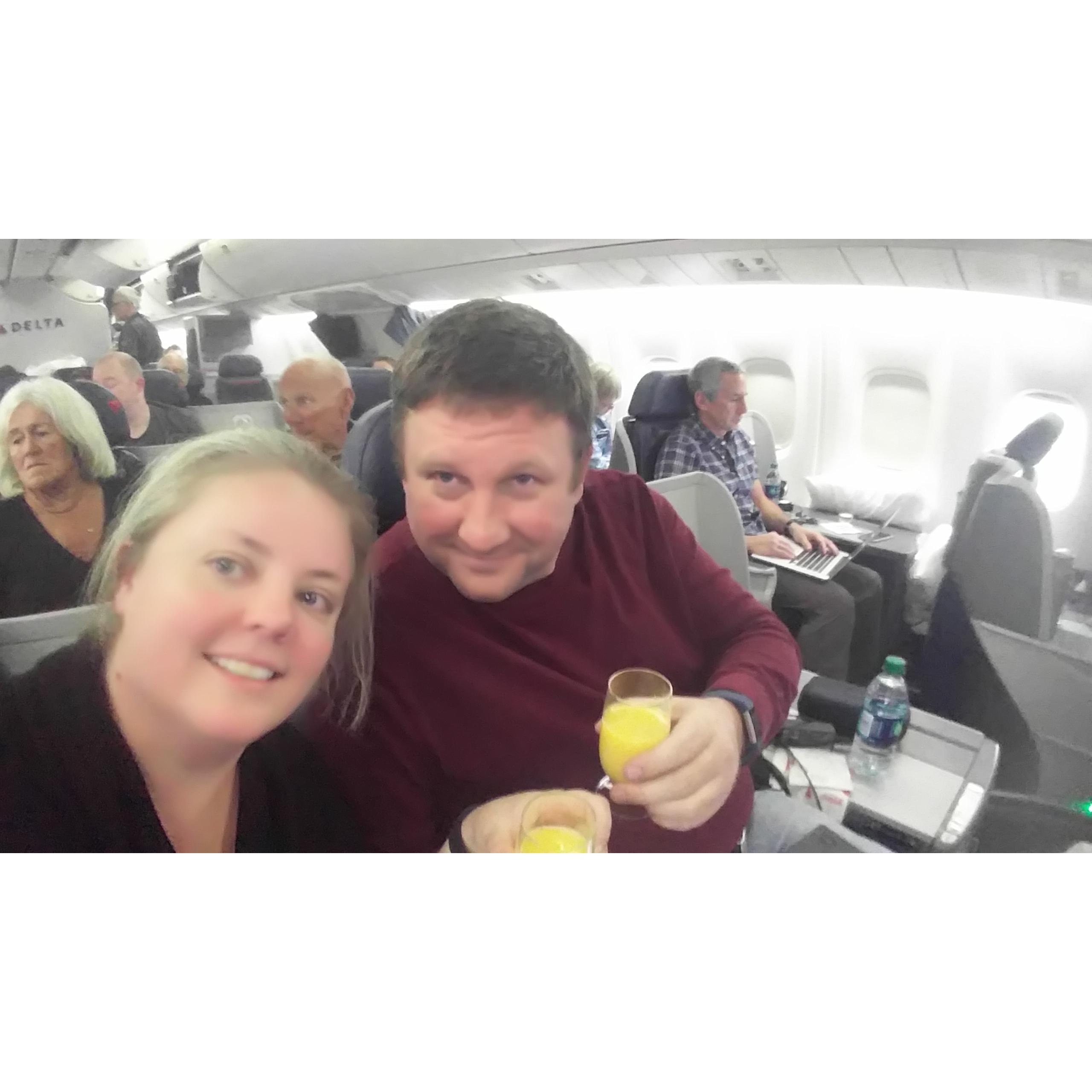 First Class waiting to fly to Europe