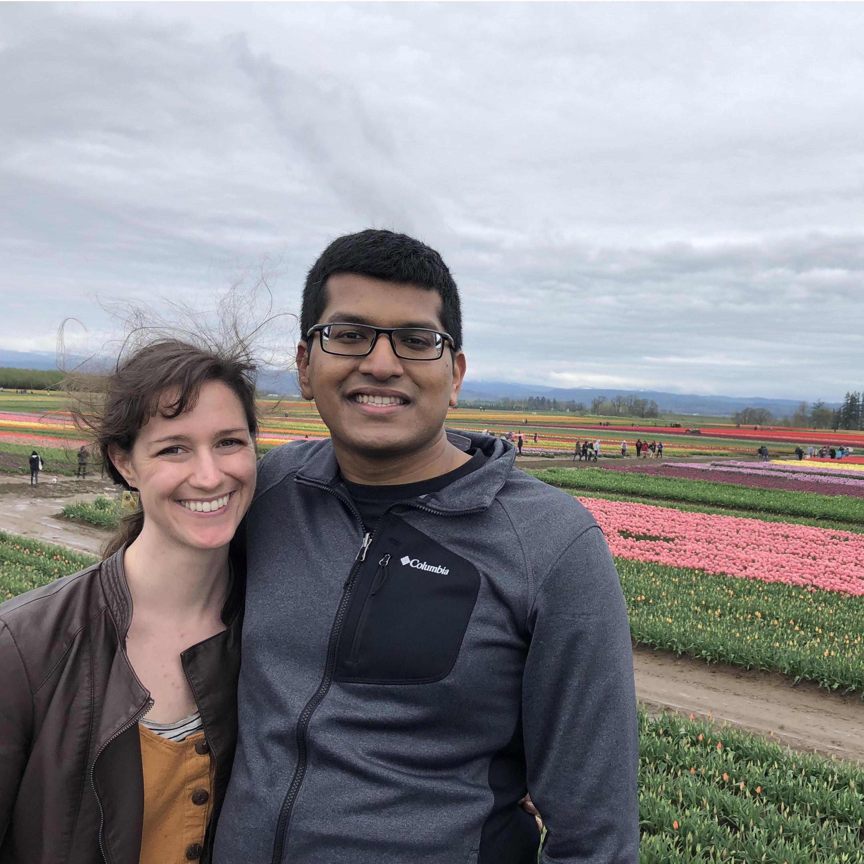 Our first photo together! One of our first dates to the tulip farm!