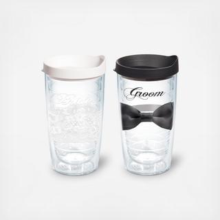 Bride And Groom 2-Piece Tumbler Set with Travel Lid