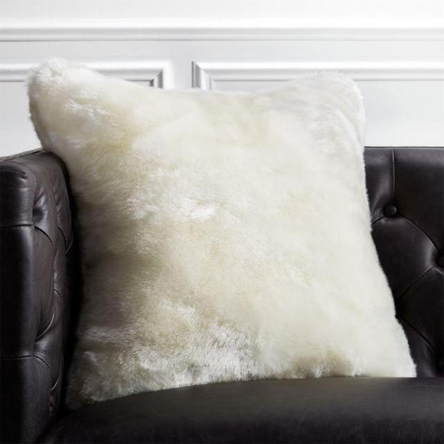 20" Premium White Faux Fur Pillow with Down-Alternative Insert