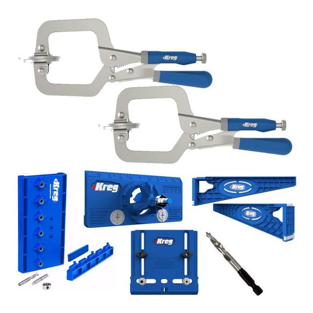 Kreg Classic 3-Inch Face Clamp, Drilling Jig, Concealed Hinge Jig, Drawer Slide Jig and Accessory Bundle