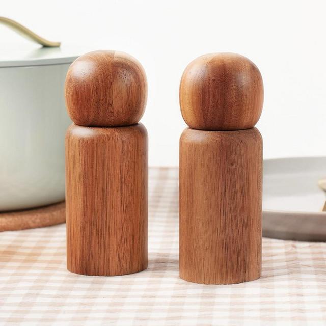 MONDAY MOOSE Manual Refillable Acacia Wood Salt and Pepper Grinder Spice Mill Set (Small, 2pcs - Grinders)