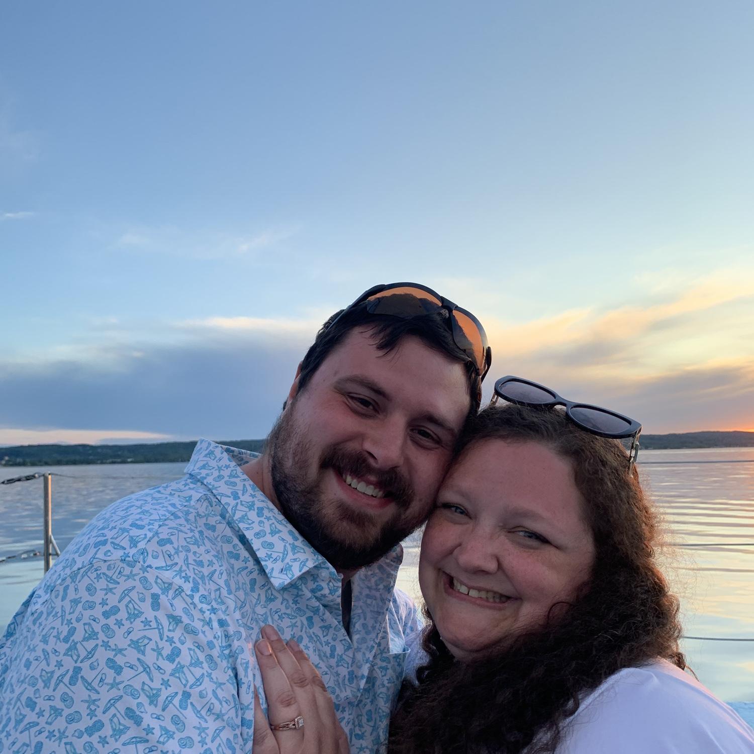 Celebrating our engagement on a sunset cruise <3