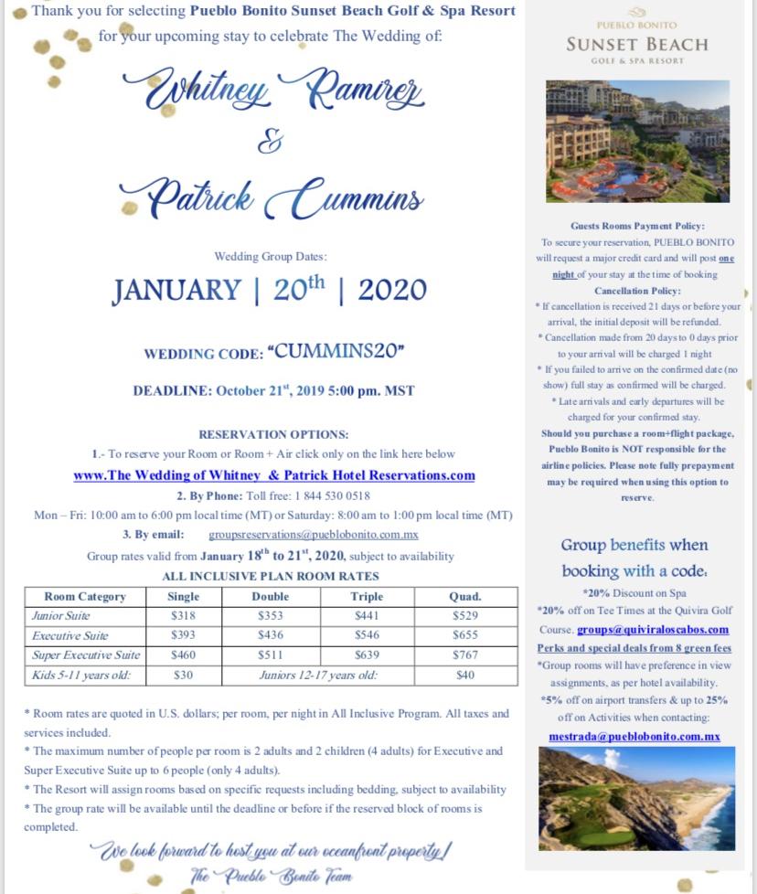 The Wedding Website of Whitney Ramirez and Patrick Cummins