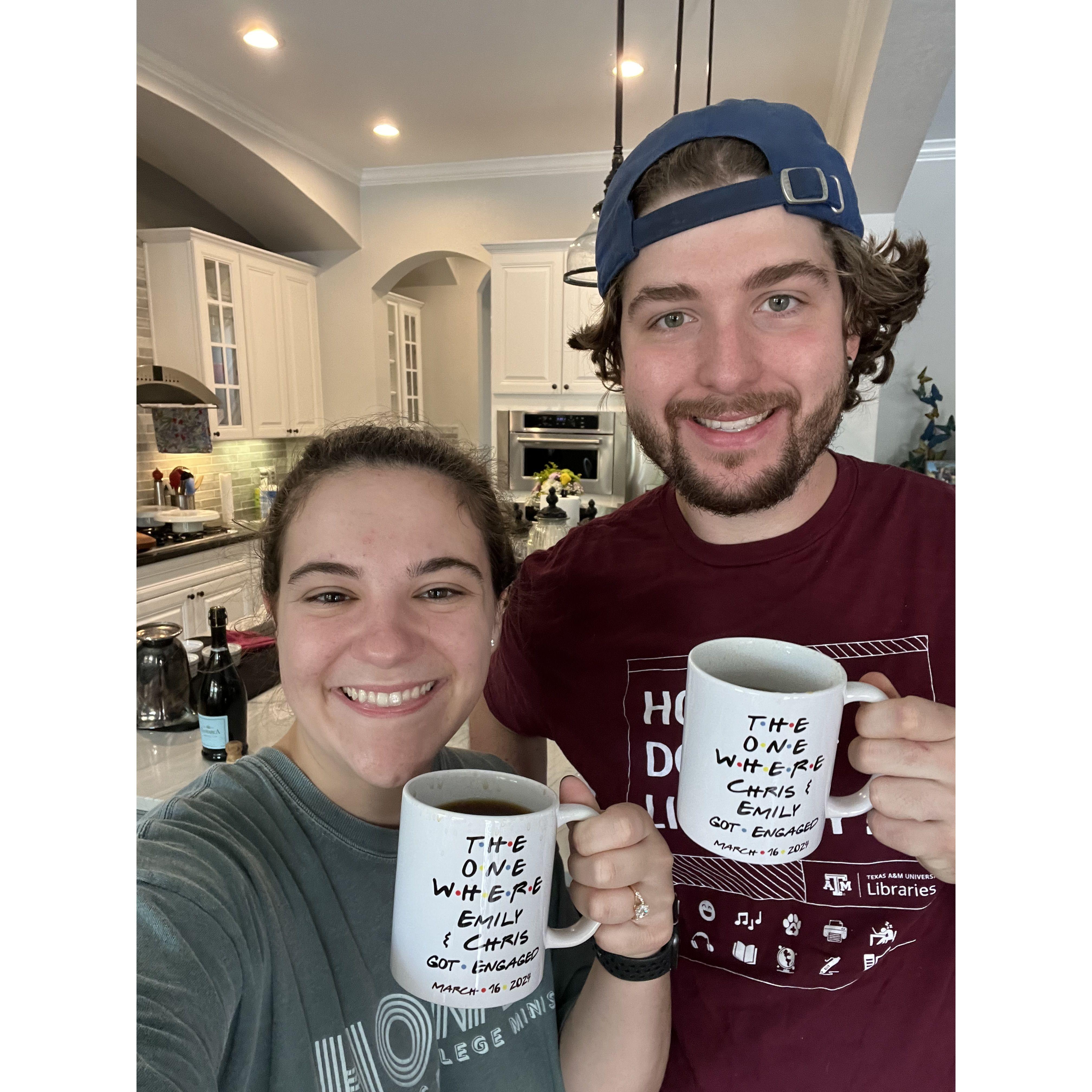 Coffee together the morning after we got engaged :)