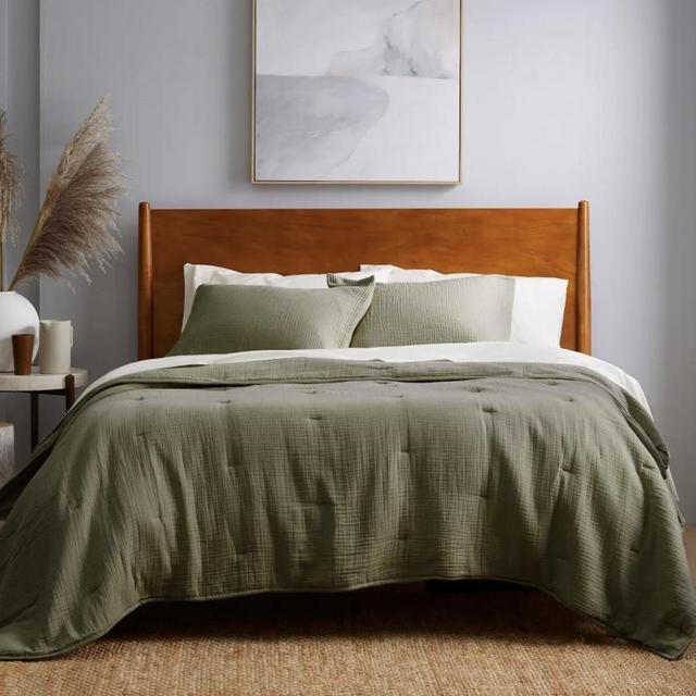 Gauze Quilt Set in Olive, size King/Cal King