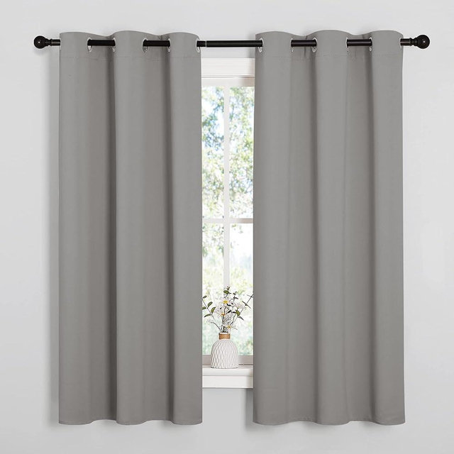 NICETOWN Blackout Curtains 63 inches Long, Thermal Insulated Solid Grommet Top Blackout Curtains/Drapes for Office (Sand Color, 1 Pair, 42 x 63 inches)