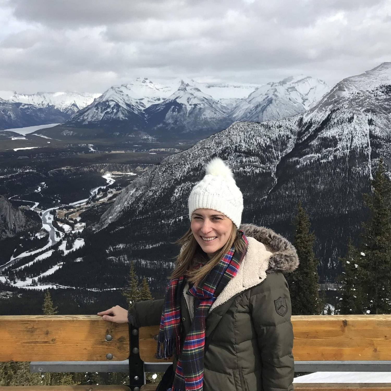 Julie on top of Sulphur Mtn in Banff in 2017!