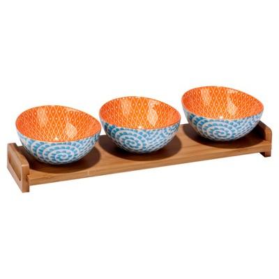 Certified International® Chelsea Mix & Match Porcelain and Bamboo 4pc Serving Set Orange