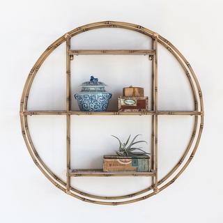 Round Metal Bamboo-Style Wall Shelf