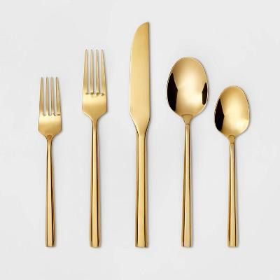 5pc Stainless Steel Izon Mirror Flatware Set Gold - Project 62™