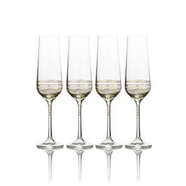 Mikasa Electric Boulevard Gold Champagne Flute, 8-Ounce, Set of 4