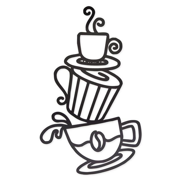 Okuna Outpost Metal Coffee Cups Wall Sign, Home Kitchen Décor, Black (8.8 x 14 Inches)