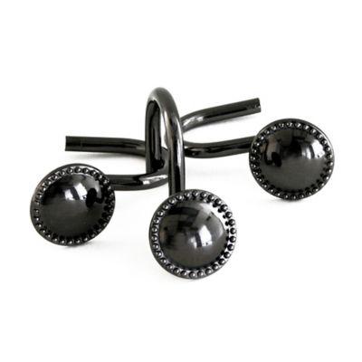 Button Shower Curtain Hooks in Black Nickel (Set of 12)