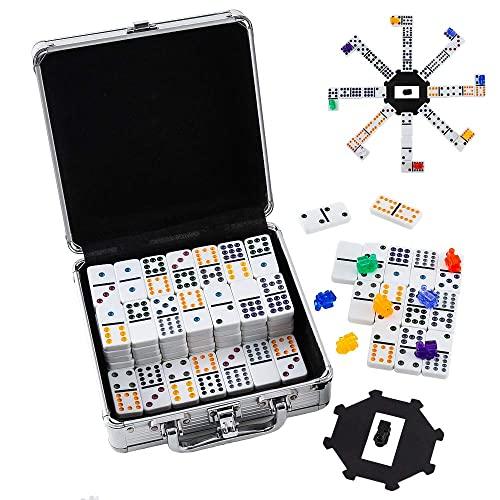 Homwom Double 12 Dominoes Set - Mexican Train Dominoes Double 12 Color Dot Dominoes with Aluminum Case