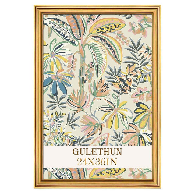 GULETHUN 24x36 Frame, Transitional Modern Design Picture Frames, 24 by 36 Rustic Poster Frame for Home Decor, Gold Vintage Photo Frames, Horizontal or Vertical Display, Choose Size & Color