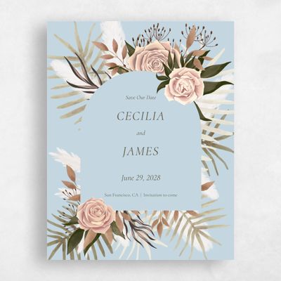 Baby Blue Wedding Save the Date - Segovia Portrait