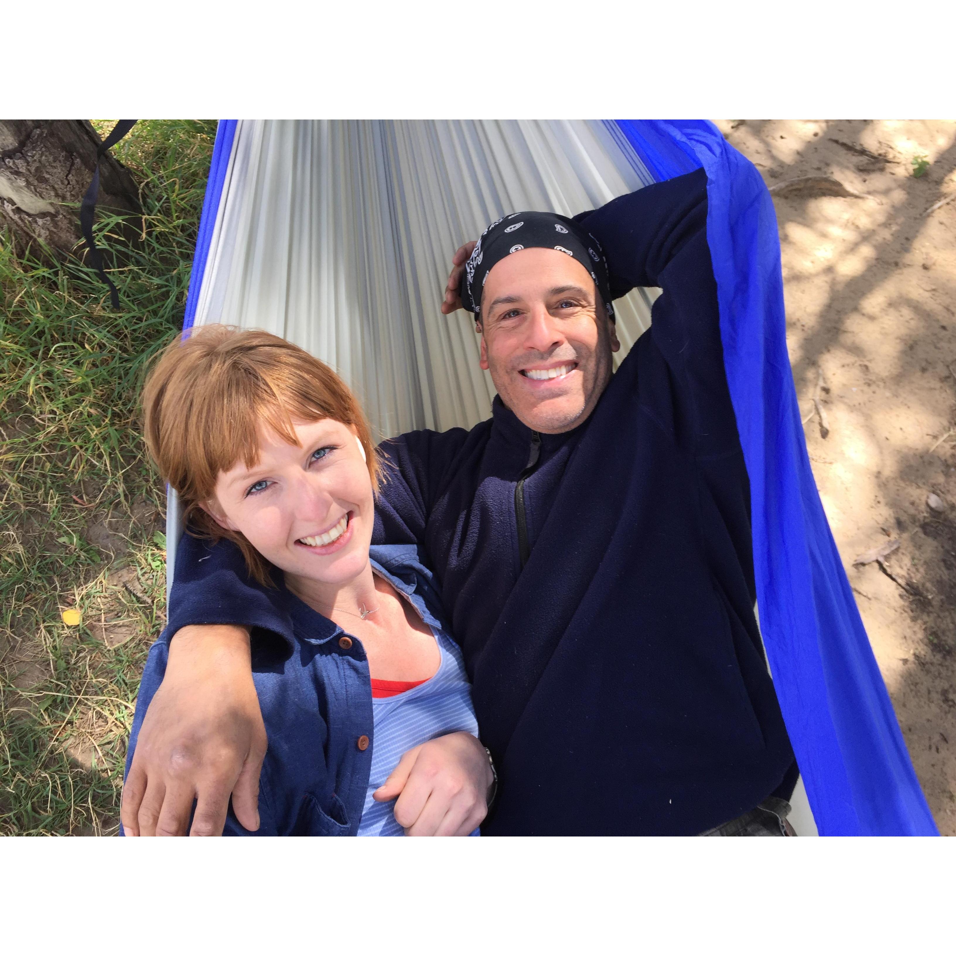 An afternoon snuggle while camping in CO.