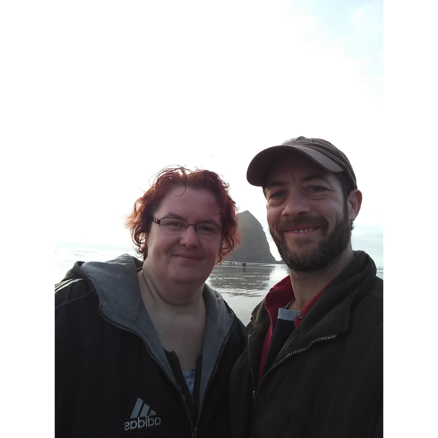 This is after I lost 100lbs and me and zach were at haystack rock in cannon beach