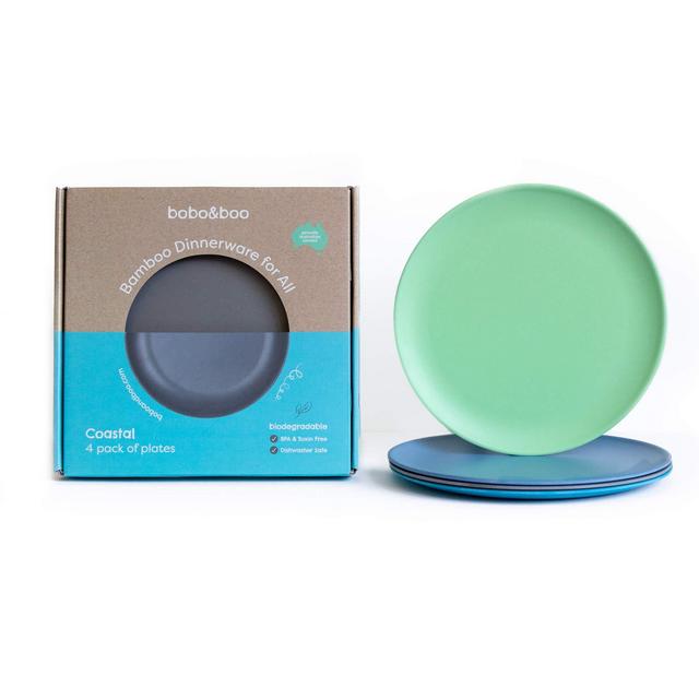 BOBO&BOO Eco Friendly Bamboo Plates for Camping and Picnic | Set of 4 – BPA Free