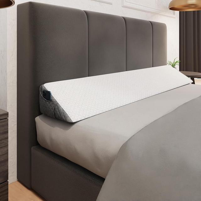 Kӧlbs Bed Wedge Gap Filler | Modern Stylish Wedge Pillow Headboard Pillow | Bed Gap Filler Headboard Wedge Pillow | Chic Jacquard Velvet Pillow Wedge for Headboard Gap Mattress Gap Filler King Size