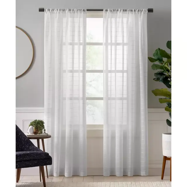 Charlie Sheer 63-Inch Rod Pocket Window Curtain Panel in White
