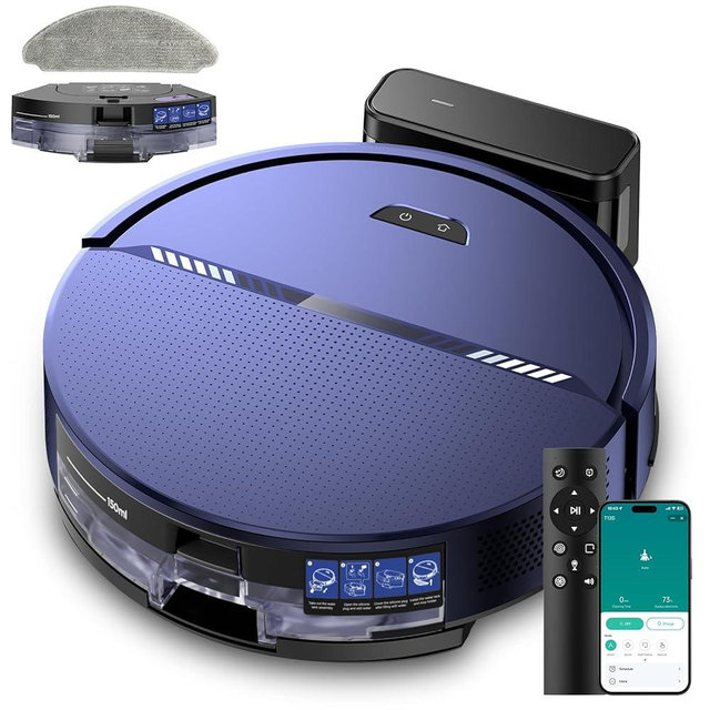 XIEBro Life Robot Vacuum and Mop Combo, 8000Pa Suction Automatic Vacuum Robot with Mop 2 in 1, APP/Voice/Remote Control, Self-Charging, Slim, Ideal for Hard Floor, Pet Hair, Carpet