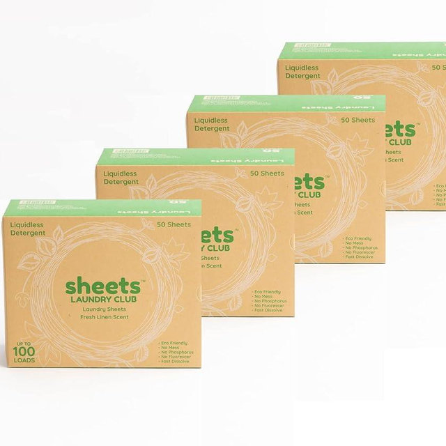Sheets Laundry Club Laundry Detergent Sheets, 400 Loads - Fresh Linen Scent, Eco-Friendly, Quick-Dissolving Formula, Hypoallergenic, Septic Safe, Plastic-Free Packaging - 200 Sheets