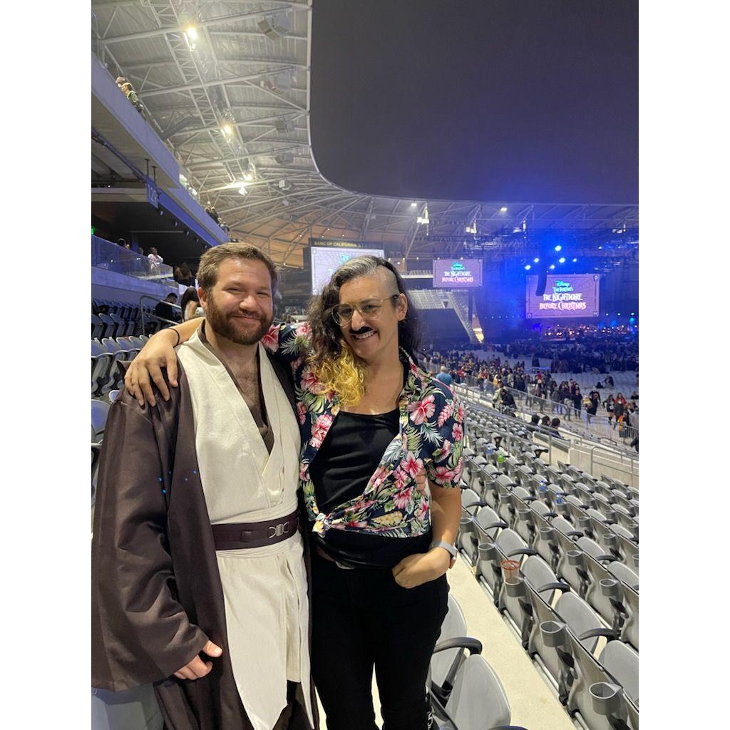 Our first Halloween. Weird Al and Obi-wan.