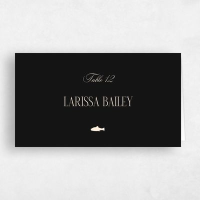 Black Wedding Place Card - Lux Fish