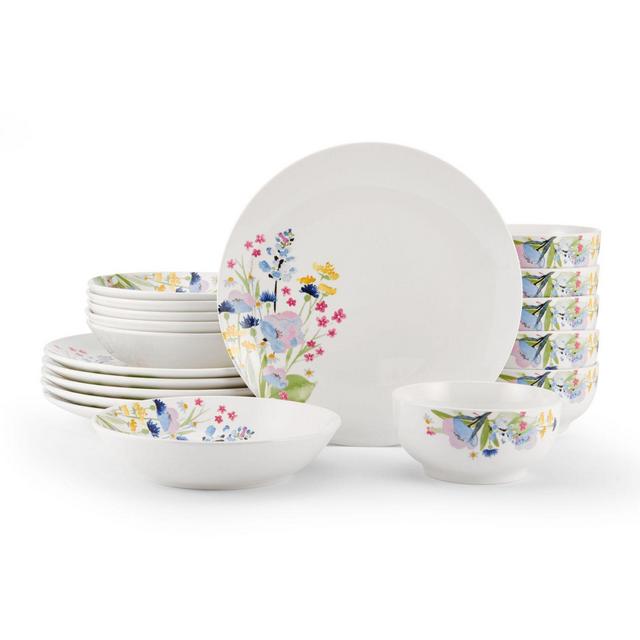 Studio Nova Flower Meadow 18-Piece Dinnerware Set in White