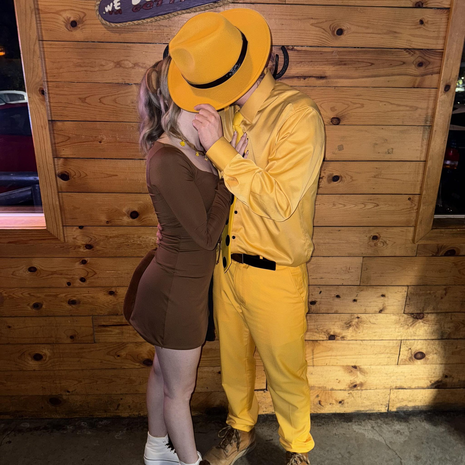 Halloween 2025. We went as Curious George and The Man with the Yellow Hat